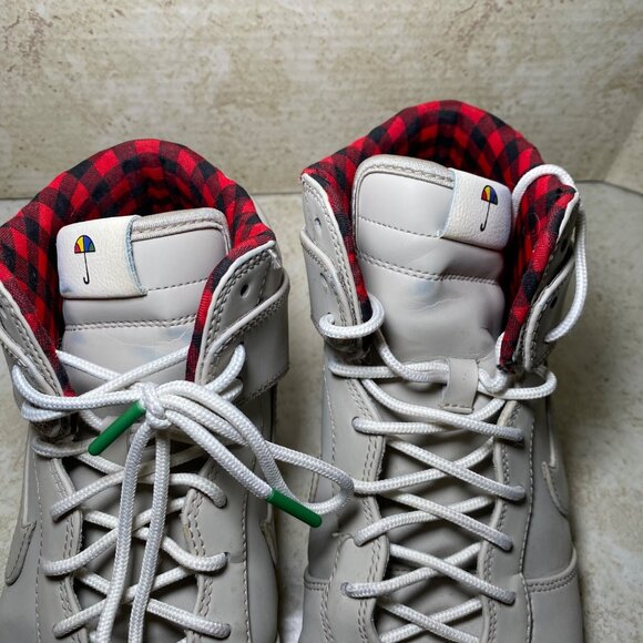 Nike Dunk High Premium Sneakers Size 9.5 Beige & Red Plaid Lining 845055-201 - Picture 5 of 9